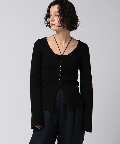 ETRE TOKYO（エトレトウキョウ）の「ハイゲージタイトリブカーディガン（カーディガン/ボレロ・レディース・アイボリー/ベージュ/ブラック・FREE）」の14枚目の写真