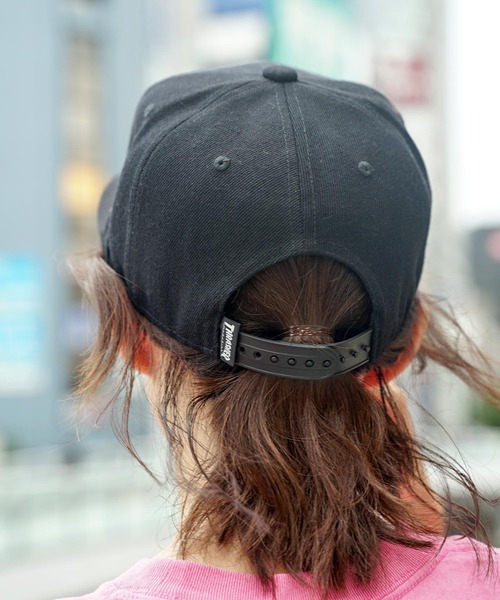 セール】FLAME LOGOポリエステルサージ平ツバCAP/スラッシャー 帽子