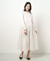 Samansa Mos2 blue | ハーフジップシャツワンピース(シャツワンピース)
