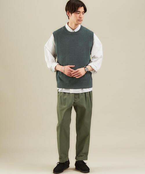 green label relaxing（グリーンレーベルリラクシング）の「CSM ミニクロス クルーネック ベスト（ベスト・メンズ・ダークグレー/ベージュ/ダークグリーン・SMALL/MEDIUM/LARGE）」の10枚目の写真