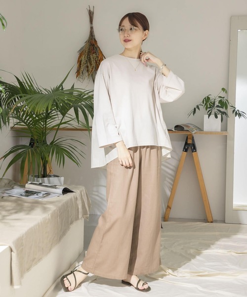 ITEMS URBANRESEARCH（アイテムズ アーバンリサーチ）の「リネンレーヨンワイドパンツ（その他パンツ・レディース・ベージュ/ブラック/ライトベージュ・FREE）」の15枚目の写真