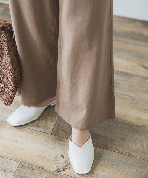 ITEMS URBANRESEARCH（アイテムズ アーバンリサーチ）の「リネンレーヨンワイドパンツ（その他パンツ・レディース・ベージュ/ブラック/ライトベージュ・FREE）」の4枚目の写真