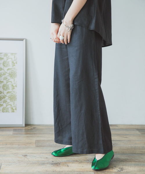 ITEMS URBANRESEARCH（アイテムズ アーバンリサーチ）の「リネンレーヨンワイドパンツ（その他パンツ・レディース・ベージュ/ブラック/ライトベージュ・FREE）」の5枚目の写真