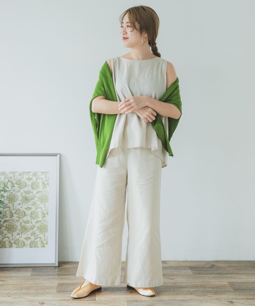 ITEMS URBANRESEARCH（アイテムズ アーバンリサーチ）の「リネンレーヨンワイドパンツ（その他パンツ・レディース・ベージュ/ブラック/ライトベージュ・FREE）」の14枚目の写真