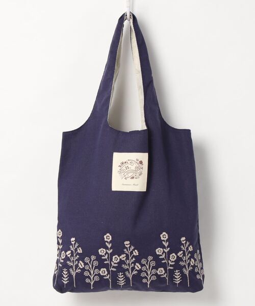 Samansa Mos2(サマンサ モスモス)の「35th花刺繍ポケッタブルトート(トートバッグ・レディース・ネイビー/ベージュ/サックスブルー・フリ-)」の9枚目の写真