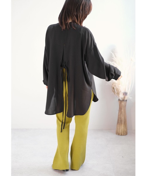 ＡＮＤＪ（アンドジェイ）の「バンドカラートロピカルバックスリットシャツ（シャツ/ブラウス・レディース・ホワイト/ブラック/ラベンダー・M）」の17枚目の写真