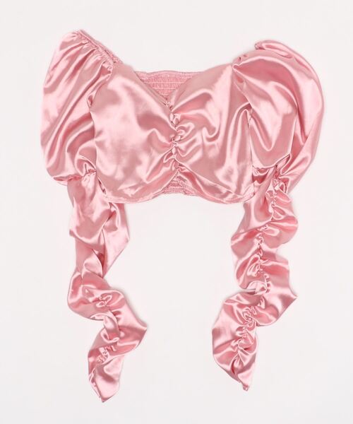 Twinkle;pm（トゥインクルピーエム）の「ギャザーショート丈オフショル（シャツ/ブラウス・レディース・ホワイト/ブラック/ピンク・FREE）」の3枚目の写真