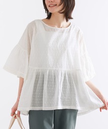 n'OrLABEL | 『フレアレース袖ドビードットブラウス』(シャツ/ブラウス)