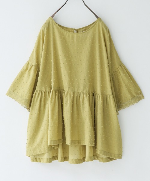 n'OrLABEL（ノアールレーベル）の「【廃盤】『フレアレース袖ドビードットブラウス』（シャツ/ブラウス・レディース・ブラック/オフホワイト/ピンク/イエロー・FREE）」の3枚目の写真