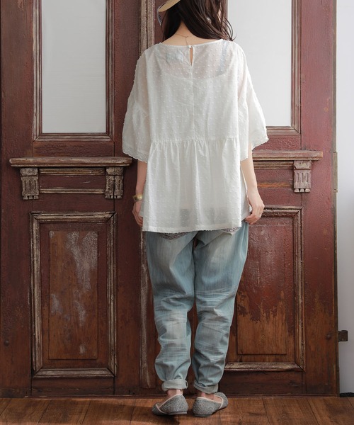 n'OrLABEL（ノアールレーベル）の「【廃盤】『フレアレース袖ドビードットブラウス』（シャツ/ブラウス・レディース・ブラック/オフホワイト/ピンク/イエロー・FREE）」の8枚目の写真