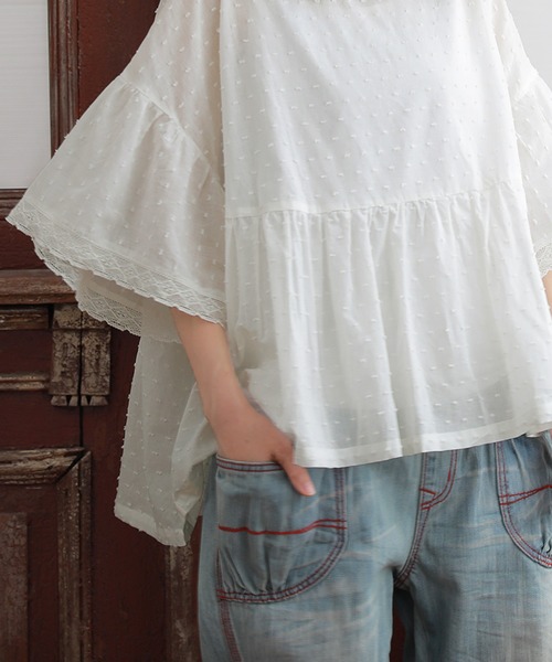 n'OrLABEL（ノアールレーベル）の「【廃盤】『フレアレース袖ドビードットブラウス』（シャツ/ブラウス・レディース・ブラック/オフホワイト/ピンク/イエロー・FREE）」の11枚目の写真