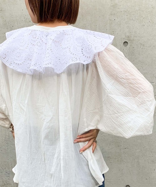 CIAOPANIC TYPY（チャオパニックティピー）の「レース襟付きボリュームブラウス（シャツ/ブラウス・レディース・ホワイト・ONE SIZE）」の2枚目の写真