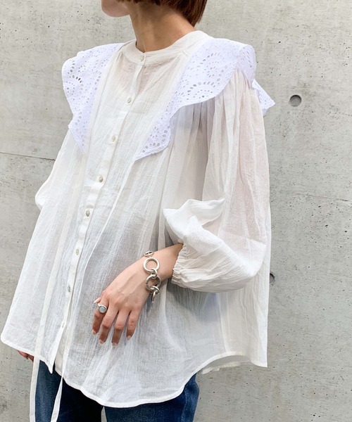 CIAOPANIC TYPY（チャオパニックティピー）の「レース襟付きボリュームブラウス（シャツ/ブラウス・レディース・ホワイト・ONE SIZE）」の4枚目の写真