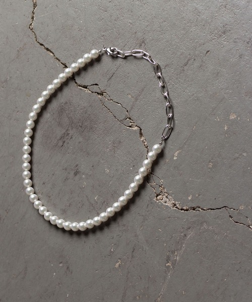 me+em select（ミームセレクト）の「【 handmade  original 】2WAYパールチェーンネックレス（ネックレス・レディース・ホワイト/ブラック/グリーン/Y/ホワイト×ブラック/A/B/C・FREE）」の2枚目の写真