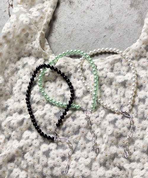 me+em select（ミームセレクト）の「【 handmade  original 】2WAYパールチェーンネックレス（ネックレス・レディース・ホワイト/ブラック/グリーン/Y/ホワイト×ブラック/A/B/C・FREE）」の21枚目の写真