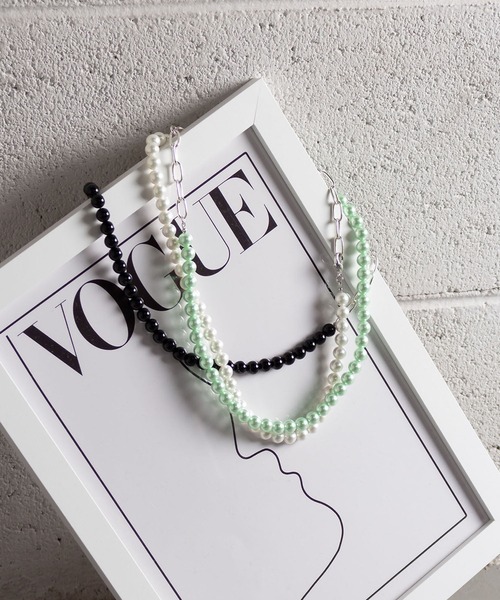 me+em select（ミームセレクト）の「【 handmade  original 】2WAYパールチェーンネックレス（ネックレス・レディース・ホワイト/ブラック/グリーン/Y/ホワイト×ブラック/A/B/C・FREE）」の18枚目の写真