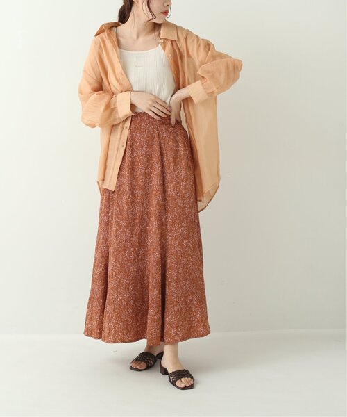 RAY CASSIN（レイカズン）の「楊柳単色花柄スカート（スカート・レディース・オレンジ/グリーン/キナリ・FREE）」の18枚目の写真