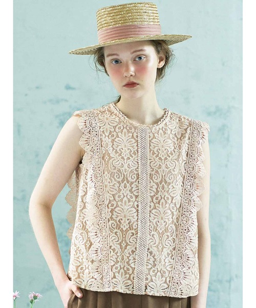 シロップ．（シロップ．）の「レディーなレースのノースリーブトップス（その他トップス・レディース・ブラック/ベージュ・SMALL/MEDIUM/LARGE/X-LARGE/XX-LARGE）」の2枚目の写真