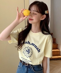 『muah muah/ムーアムーア』MUAH WAFFLE PRINTING HALF T-SHIRT/ワッフル プリンティング ハーフ Tシャツ