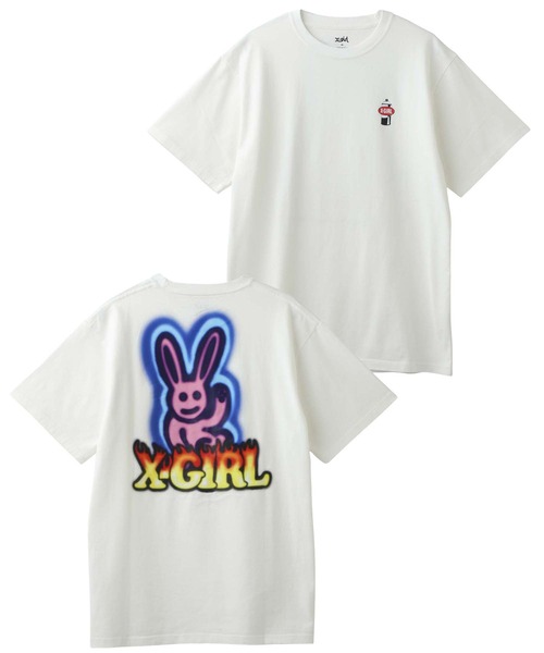 X-girl（エックスガール）の「GRAFFITI BUNNY S/S TEE（Tシャツ/カットソー・レディース・ブラック/ライトブルー/ホワイト/ベージュ・L/M/XL/S/SMALL/MEDIUM/LARGE）」の9枚目の写真
