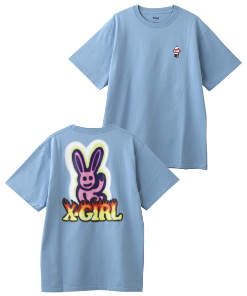 X-girl（エックスガール）の「GRAFFITI BUNNY S/S TEE（Tシャツ/カットソー・レディース・ブラック/ライトブルー/ホワイト/ベージュ・L/M/XL/S/SMALL/MEDIUM/LARGE）」の21枚目の写真