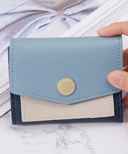 STYLEBLOCK（スタイルブロック）の「バイカラーコンパクト財布（財布・レディース・ブラック/ベージュ/ピンク/ブルー/グリーン・FREE）」の4枚目の写真