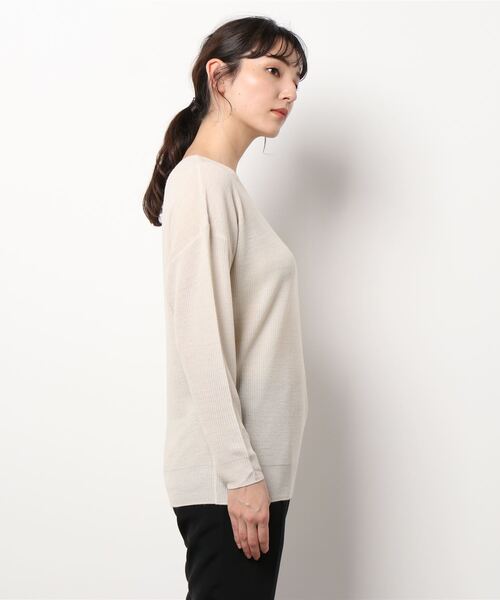 PICCIN（ピッチン）の「ダイナホット糸ホットレイV衿畔編みニット（ニット/セーター・レディース・チャコールグレー/ブラック/ブルー/アイボリー/モカ/ピンクベージュ・M）」の11枚目の写真