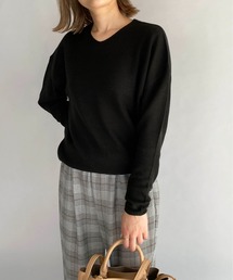 PICCIN | ダイナホット糸ホットレイV衿畔編みニット(ニット/セーター)