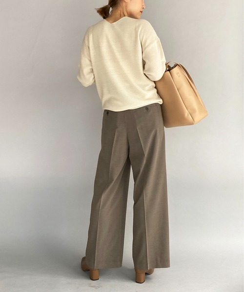 PICCIN（ピッチン）の「ダイナホット糸ホットレイV衿畔編みニット（ニット/セーター・レディース・チャコールグレー/ブラック/ブルー/アイボリー/モカ/ピンクベージュ・M）」の13枚目の写真