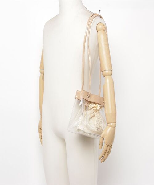 WEGO（ウィゴー）の「WEGO/クリアロングショルダートートバッグ（ショルダーバッグ・レディース・ブラック/ベージュ/オフホワイト/カーキ・FREE）」の22枚目の写真