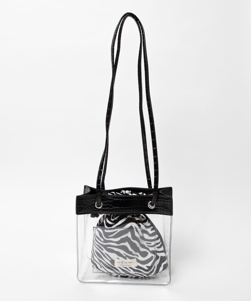 WEGO（ウィゴー）の「WEGO/クリアロングショルダートートバッグ（ショルダーバッグ・レディース・ブラック/ベージュ/オフホワイト/カーキ・FREE）」の3枚目の写真