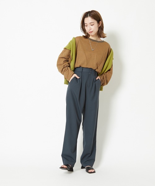 CIAOPANIC(チャオパニック)の「タックテーパードスラックスパンツ(スラックス・レディース・グリーン/チャコールグレー/ブラウン・MEDIUM/SMALL)」の13枚目の写真