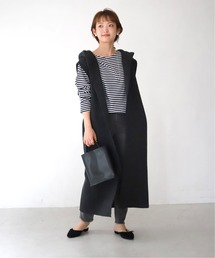 アダワス ADAWAS フードロングニットベスト ジレ ブラウン レディース