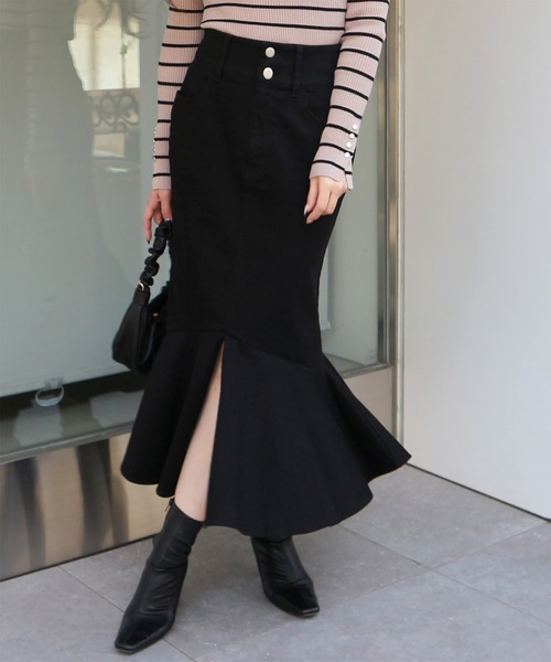 ROYAL PARTY（ロイヤルパーティー）の「デニムマーメイドスカート（デニムスカート・レディース・ネイビー/ブラック/インディゴブルー/ブルー・SMALL/MEDIUM）」の15枚目の写真