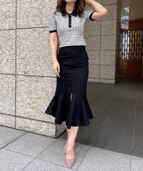 ROYAL PARTY（ロイヤルパーティー）の「デニムマーメイドスカート（デニムスカート・レディース・ネイビー/ブラック/インディゴブルー/ブルー・SMALL/MEDIUM）」の17枚目の写真