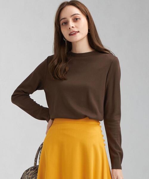 green label relaxing（グリーンレーベルリラクシング）の「ポンチ ニットソー クルーネック プルオーバー カットソー（Tシャツ/カットソー・レディース・ホワイト/ダークブラウン/その他1/ライラック・FREE）」の3枚目の写真