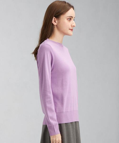 green label relaxing（グリーンレーベルリラクシング）の「ポンチ ニットソー クルーネック プルオーバー カットソー（Tシャツ/カットソー・レディース・ホワイト/ダークブラウン/その他1/ライラック・FREE）」の6枚目の写真