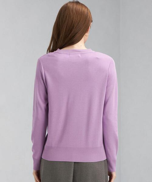 green label relaxing（グリーンレーベルリラクシング）の「ポンチ ニットソー クルーネック プルオーバー カットソー（Tシャツ/カットソー・レディース・ホワイト/ダークブラウン/その他1/ライラック・FREE）」の9枚目の写真