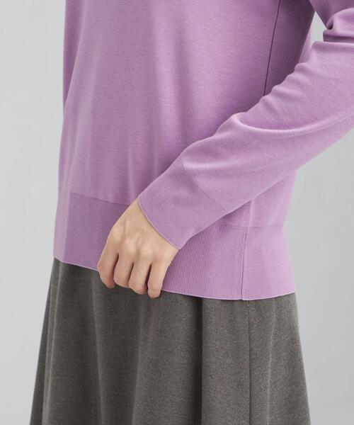 green label relaxing（グリーンレーベルリラクシング）の「ポンチ ニットソー クルーネック プルオーバー カットソー（Tシャツ/カットソー・レディース・ホワイト/ダークブラウン/その他1/ライラック・FREE）」の16枚目の写真