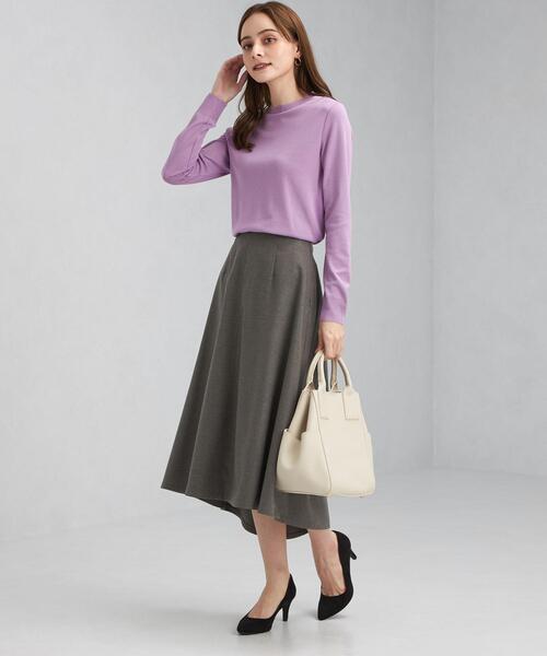 green label relaxing（グリーンレーベルリラクシング）の「ポンチ ニットソー クルーネック プルオーバー カットソー（Tシャツ/カットソー・レディース・ホワイト/ダークブラウン/その他1/ライラック・FREE）」の7枚目の写真