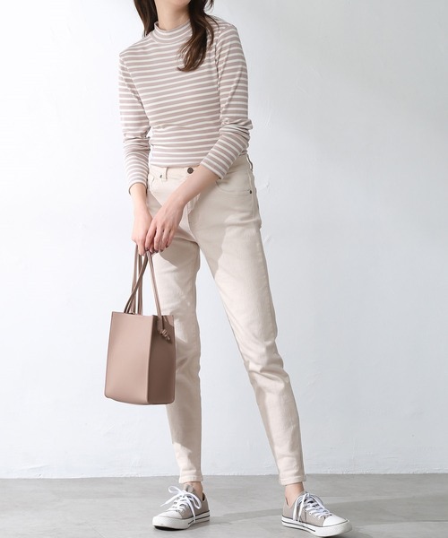 Honeys（ハニーズ）の「テレコハイネックＴ（Tシャツ/カットソー・レディース・イエロー/ベージュ系その他/グレー×ピンク/ブラック/ブラウン系その他/アイボリー・M/S/L）」の15枚目の写真