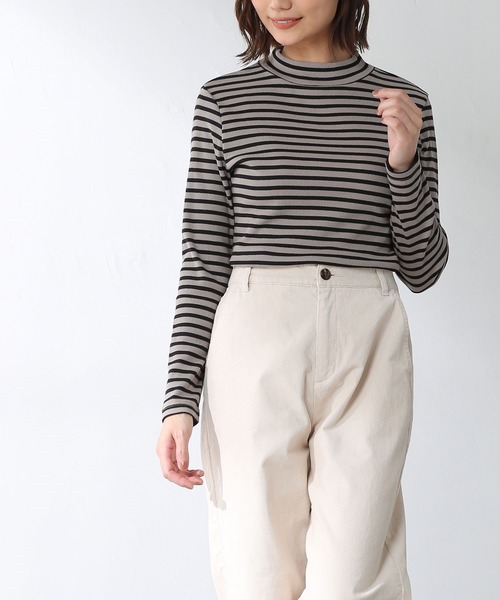 Honeys（ハニーズ）の「テレコハイネックＴ（Tシャツ/カットソー・レディース・イエロー/ベージュ系その他/グレー×ピンク/ブラック/ブラウン系その他/アイボリー・M/S/L）」の16枚目の写真