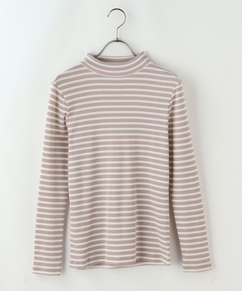 Honeys（ハニーズ）の「テレコハイネックＴ（Tシャツ/カットソー・レディース・イエロー/ベージュ系その他/グレー×ピンク/ブラック/ブラウン系その他/アイボリー・M/S/L）」の9枚目の写真