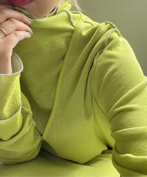 Ameri（アメリ）の「CHAMBRAY LIKE 2WAY KNIT（Tシャツ/カットソー・レディース・ライム/ミント/ボルドー/ラベンダー・FREE）」の16枚目の写真