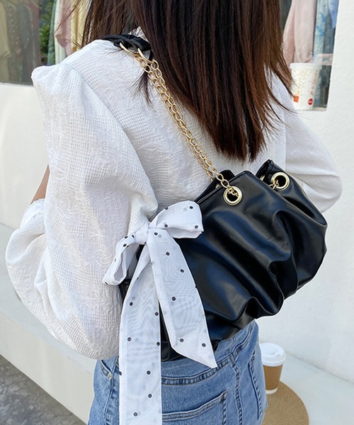 Anuenue（アヌエヌエ）の「スカーフ リボン付き ショルダーバッグ（ショルダーバッグ・レディース・ホワイト/ブラック/パープル・FREE）」の10枚目の写真