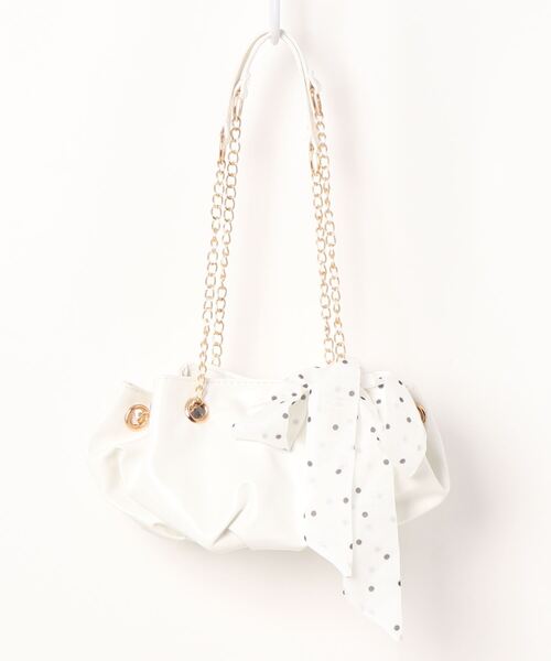 Anuenue（アヌエヌエ）の「スカーフ リボン付き ショルダーバッグ（ショルダーバッグ・レディース・ホワイト/ブラック/パープル・FREE）」の7枚目の写真