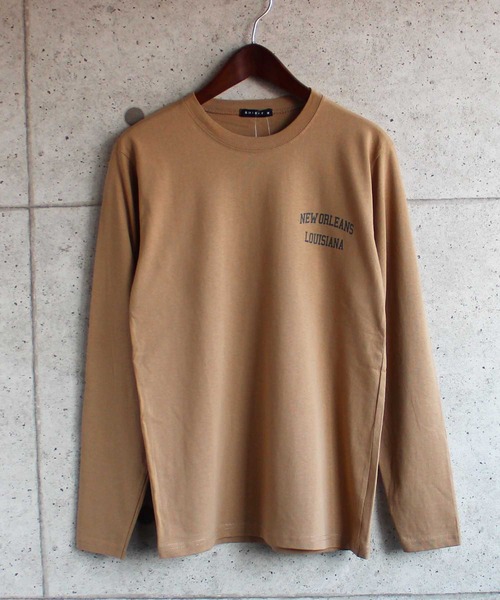 SHISKY（シスキー）の「ロゴプリント長袖カットソー（Tシャツ/カットソー・メンズ・オフホワイト/モカ/ミント/ベージュ系/ブラウン/チャコール/ベージュ/ブラック/ネイビー/杢グレー・M/L/XL）」の8枚目の写真