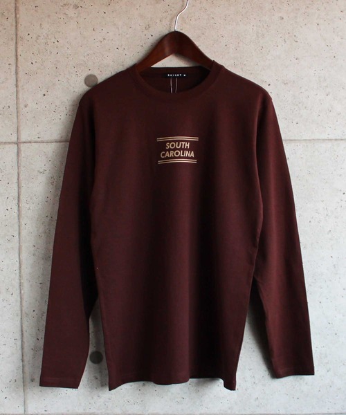 SHISKY（シスキー）の「ロゴプリント長袖カットソー（Tシャツ/カットソー・メンズ・オフホワイト/モカ/ミント/ベージュ系/ブラウン/チャコール/ベージュ/ブラック/ネイビー/杢グレー・M/L/XL）」の6枚目の写真