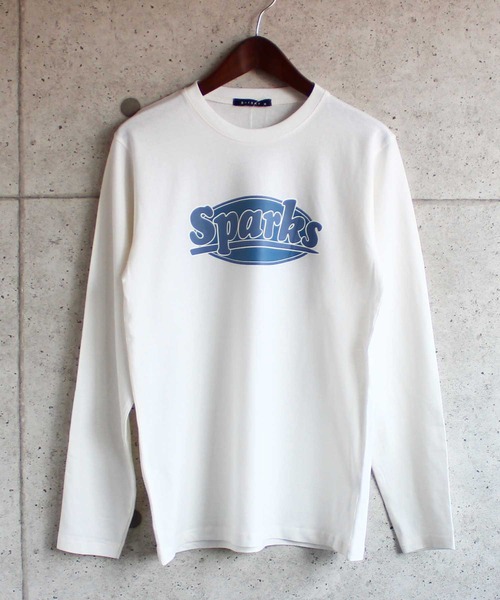 SHISKY（シスキー）の「ロゴプリント長袖カットソー（Tシャツ/カットソー・メンズ・オフホワイト/モカ/ミント/ベージュ系/ブラウン/チャコール/ベージュ/ブラック/ネイビー/杢グレー・M/L/XL）」の2枚目の写真