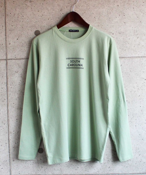 SHISKY（シスキー）の「ロゴプリント長袖カットソー（Tシャツ/カットソー・メンズ・オフホワイト/モカ/ミント/ベージュ系/ブラウン/チャコール/ベージュ/ブラック/ネイビー/杢グレー・M/L/XL）」の9枚目の写真